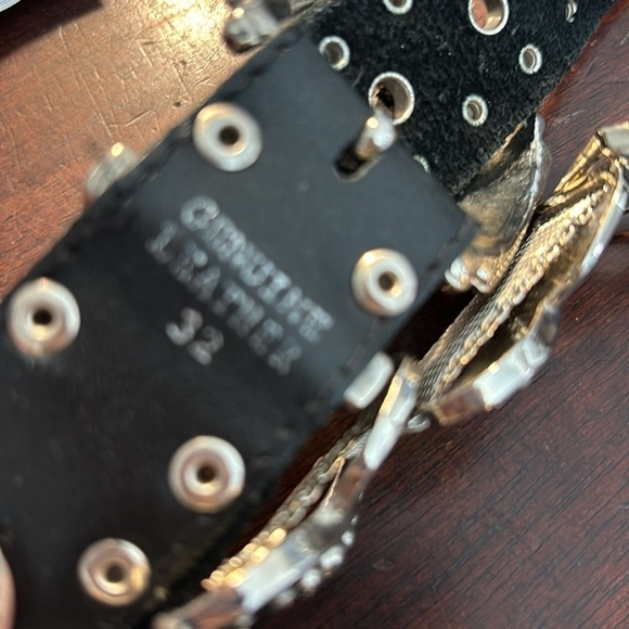 Leather and silver black belt in size 32 - Picture 5 of 11